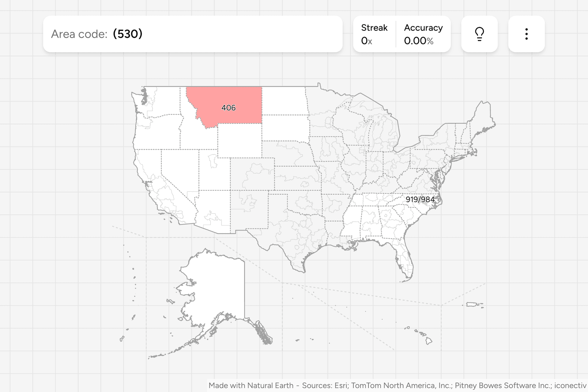 Screenshot of US Dialing Codes game